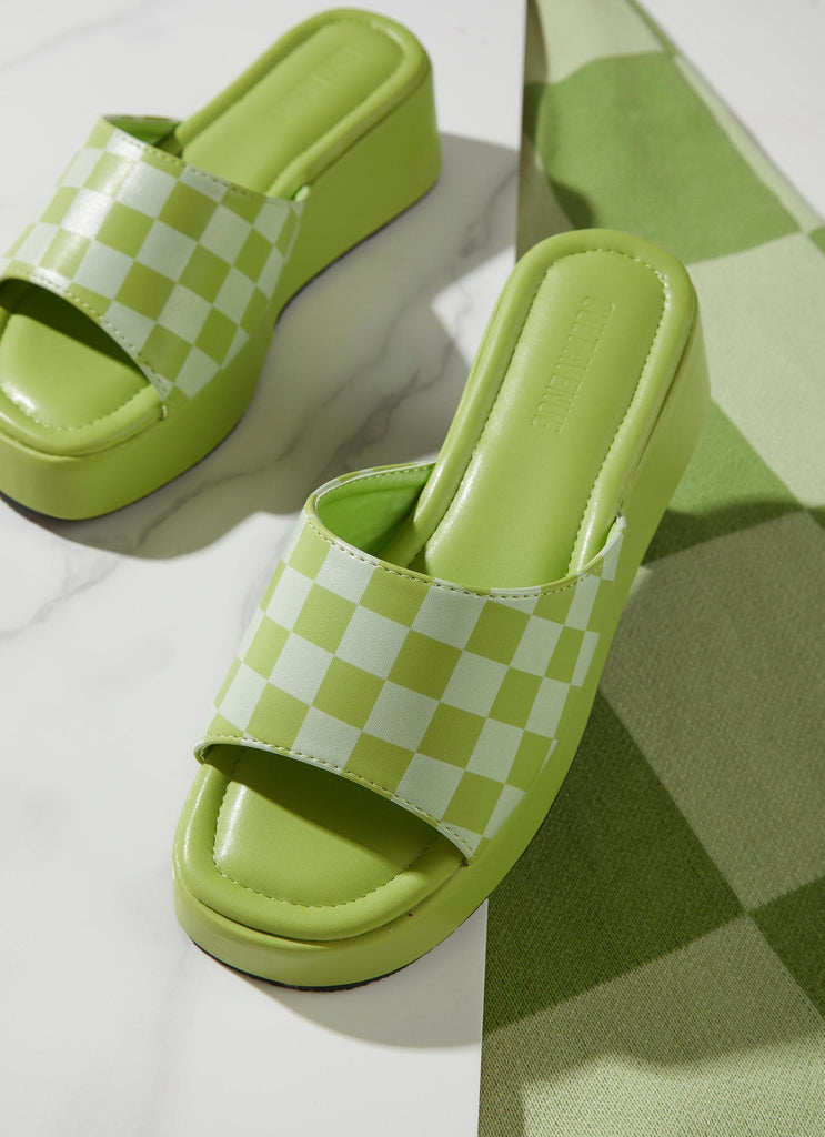 Kimora Mule - Lime Checkerboard - Peppermayo