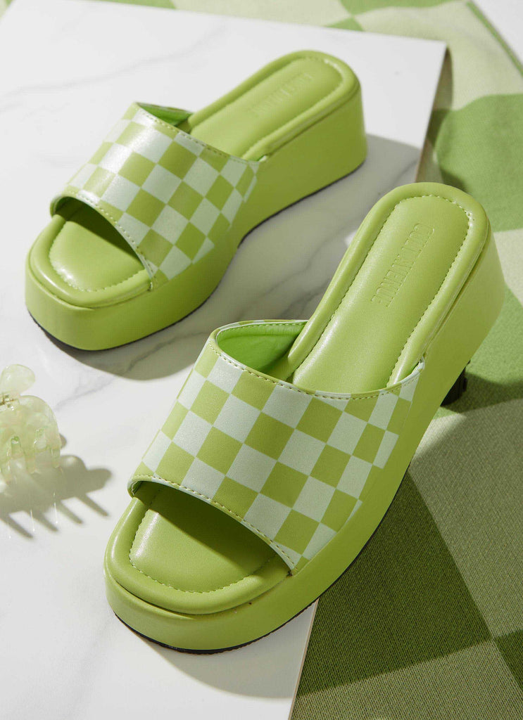 Kimora Mule - Lime Checkerboard - Peppermayo