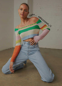 Copacabana Crochet top - Rainbow - Peppermayo