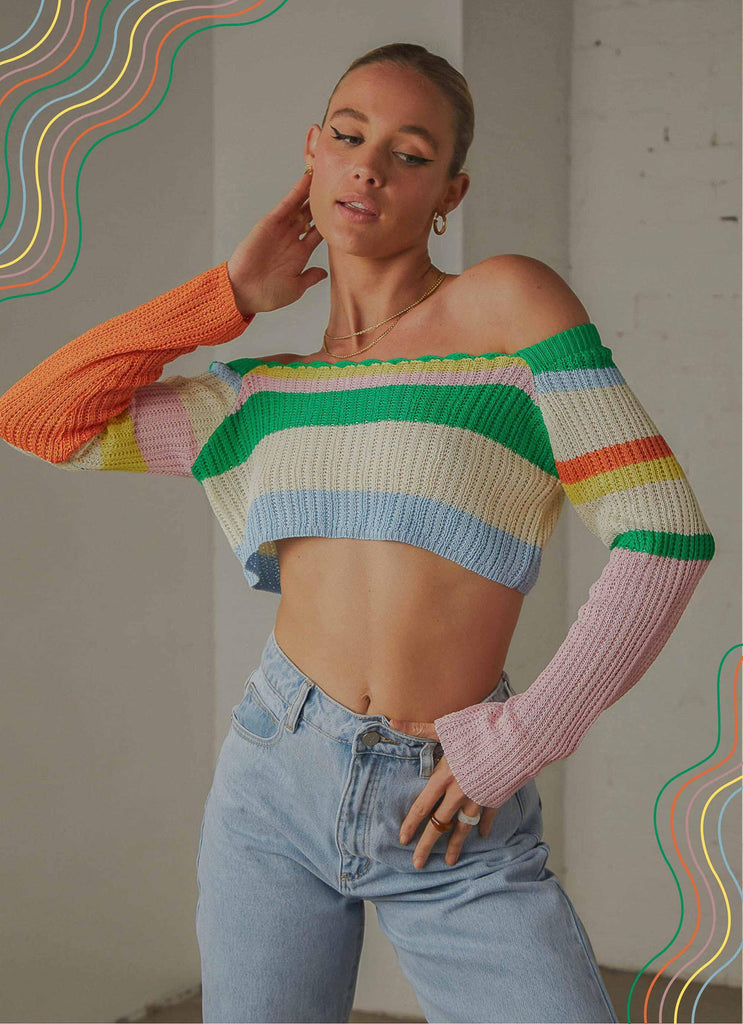 Copacabana Crochet top - Rainbow - Peppermayo