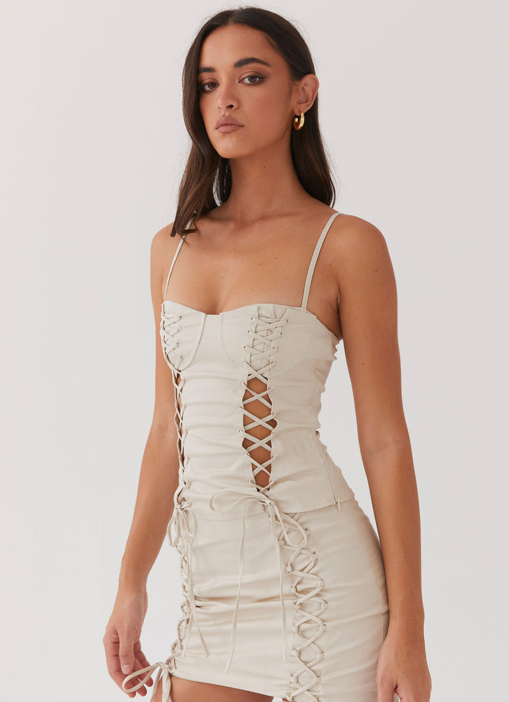 Mandy Lace Up Bustier Top - Antique