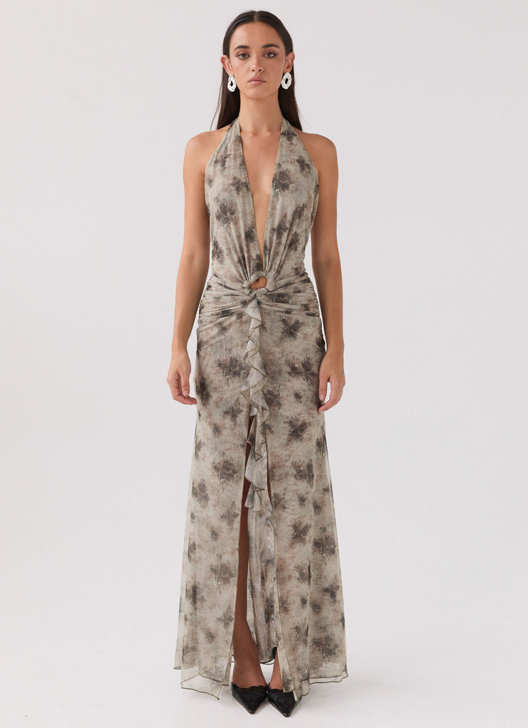 Matilda Halterneck Maxi Dress - Sage Smoke