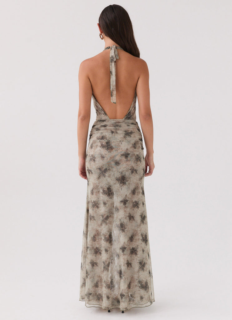 Matilda Halterneck Maxi Dress - Sage Smoke