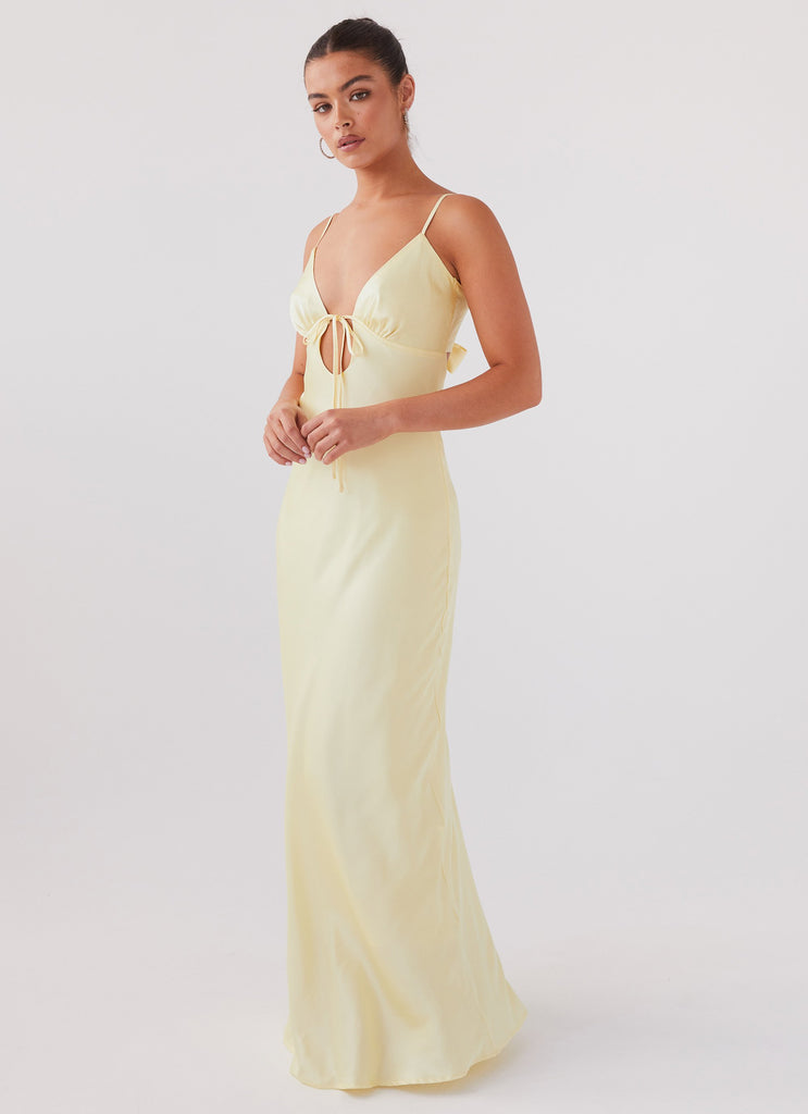 Flora Satin Maxi Dress - Lemon