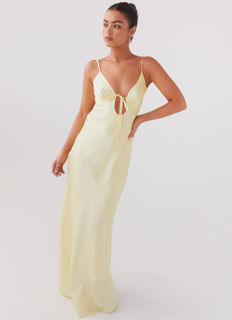 Flora Satin Maxi Dress - Lemon