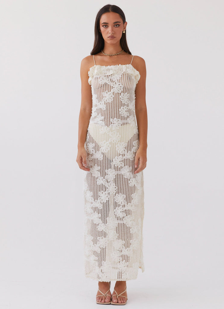 Evangeline Embroidered Maxi Dress - Ivory Tea