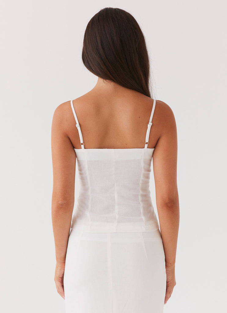 Ariana Linen Bustier Top - White