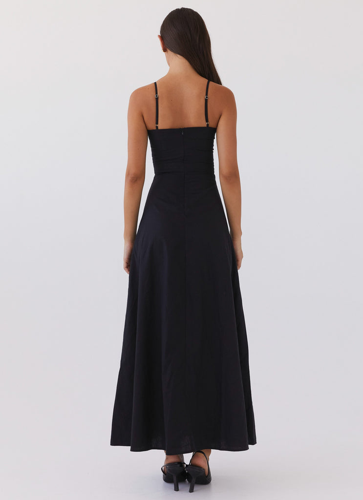 Angelina Linen Maxi Dress - Black