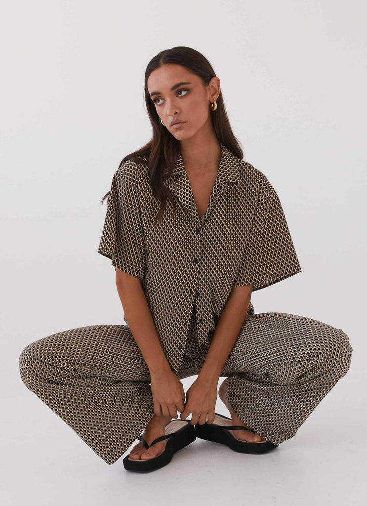 Bruno Oversized Shirt - Brown Geo