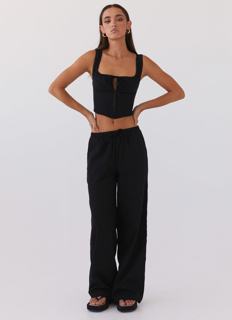 Fresh Face Linen Pants - Black