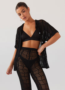 Cabo Paradise Crochet Shirt - Black