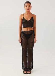 Tidal Dream Crochet Maxi Skirt - Black