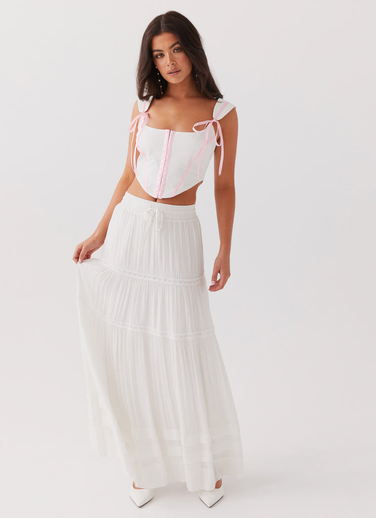 Love Letters Bow Bustier Top - Pink Ribbon