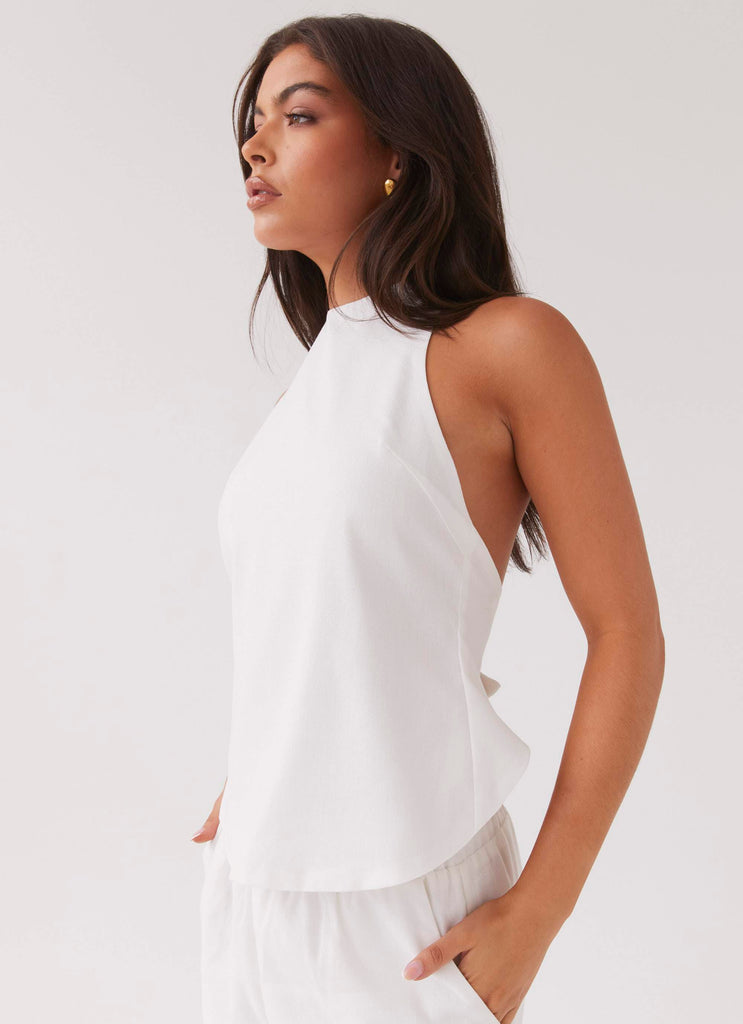 Heatwave Linen Apron Top - White