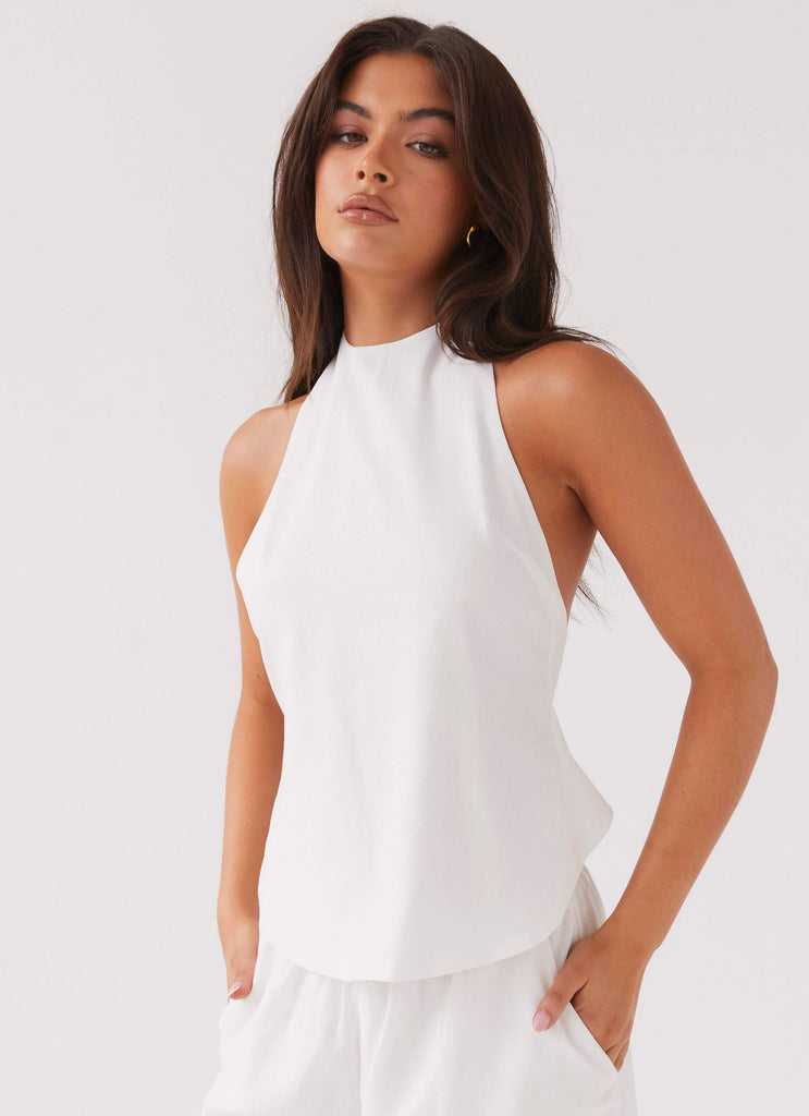 Heatwave Linen Apron Top - White