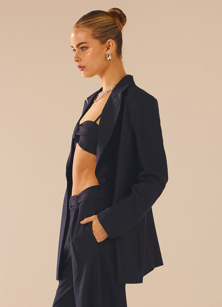 City Slicker Oversized Blazer - Navy Ink