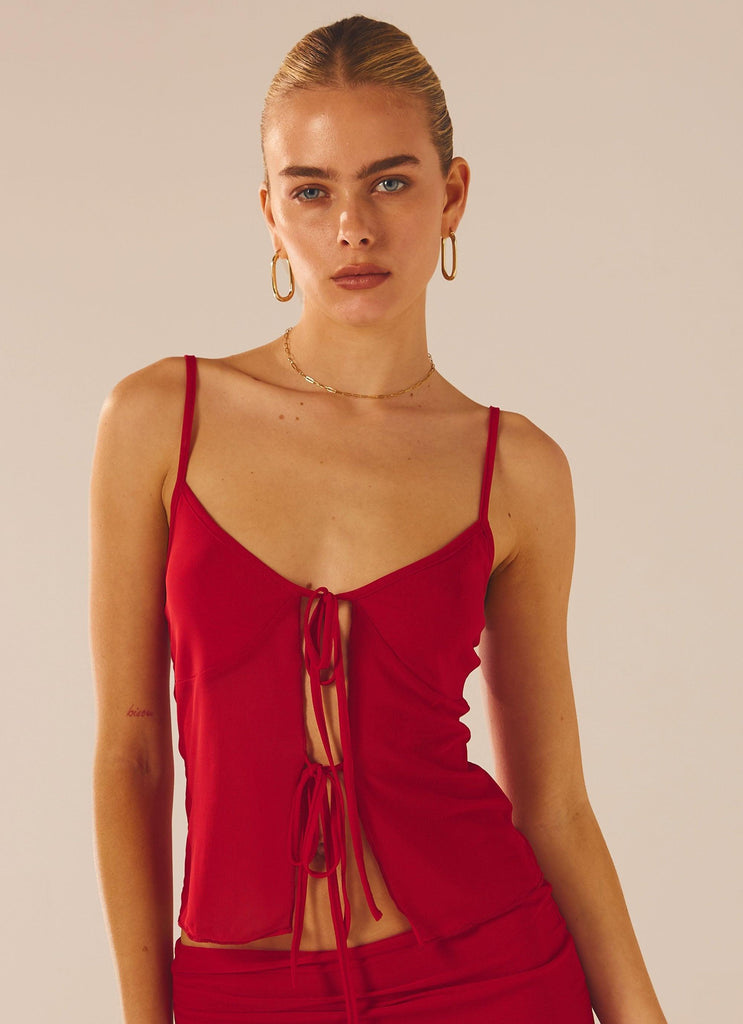 Bittersweet Mesh Cami Top - Red Rose - Peppermayo