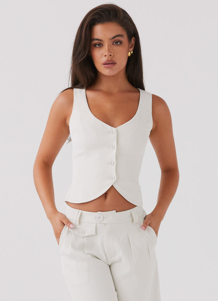 Womens Tammy Suiting Vest in the colour Ivory in front of a light grey background