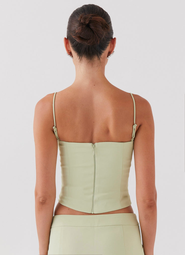 Womens Eliana Crop Top in the colour Green Zest in front of a light grey background