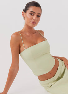 Womens Eliana Crop Top in the colour Green Zest in front of a light grey background