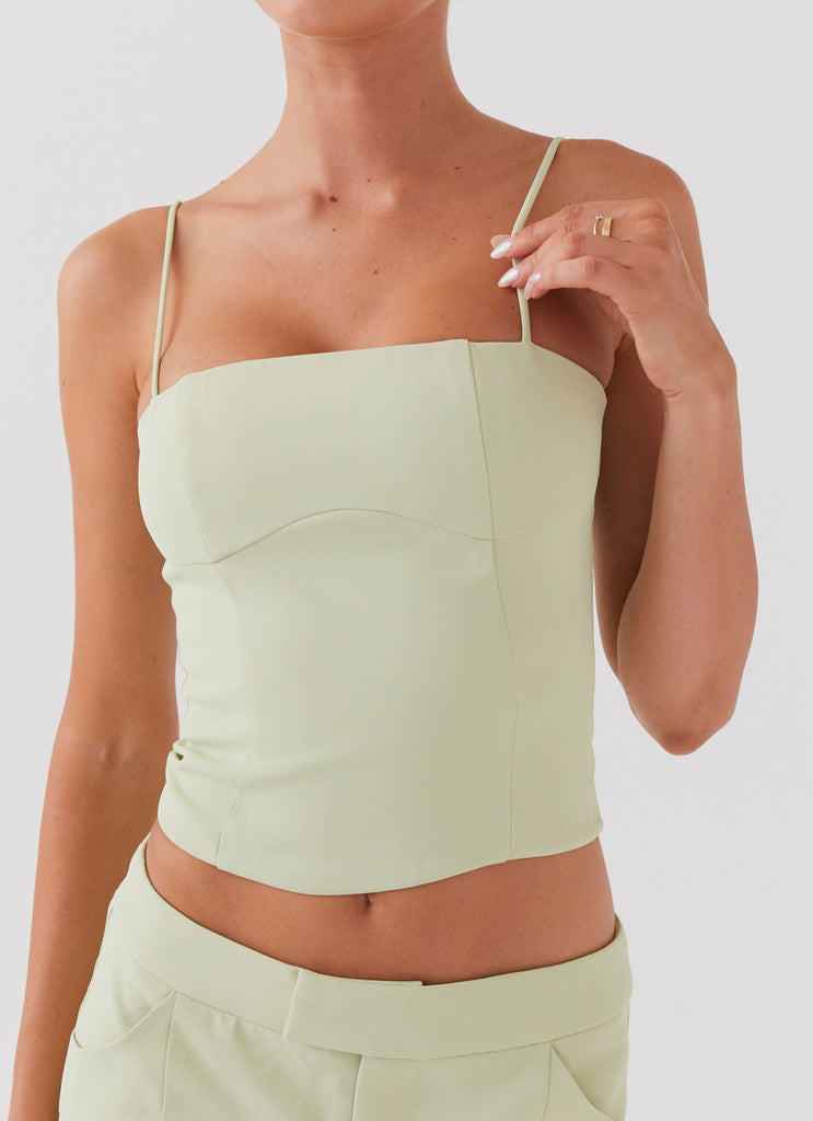 Womens Eliana Crop Top in the colour Green Zest in front of a light grey background