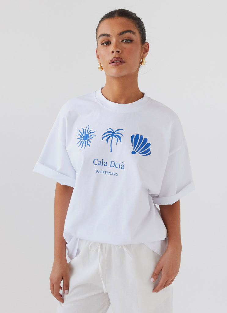 Breezy Bliss Oversized Graphic Tee - Cala Deia