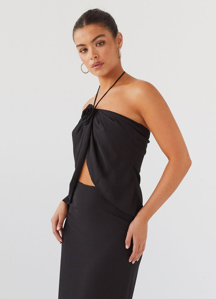 Nightfall Rose Tie Top - Midnight