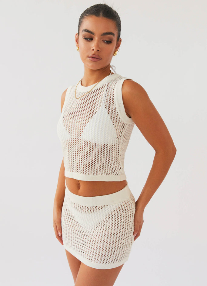 Offwhite Crochet Mesh Bralette & Skirt Set