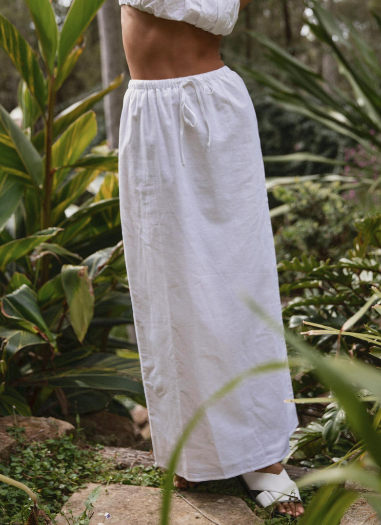 Sicilian Sun Midi Skirt - Pure White - Peppermayo